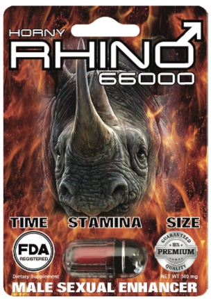 Horny Rhino 66000Mg - 1 Pill/Card  FDA Registered