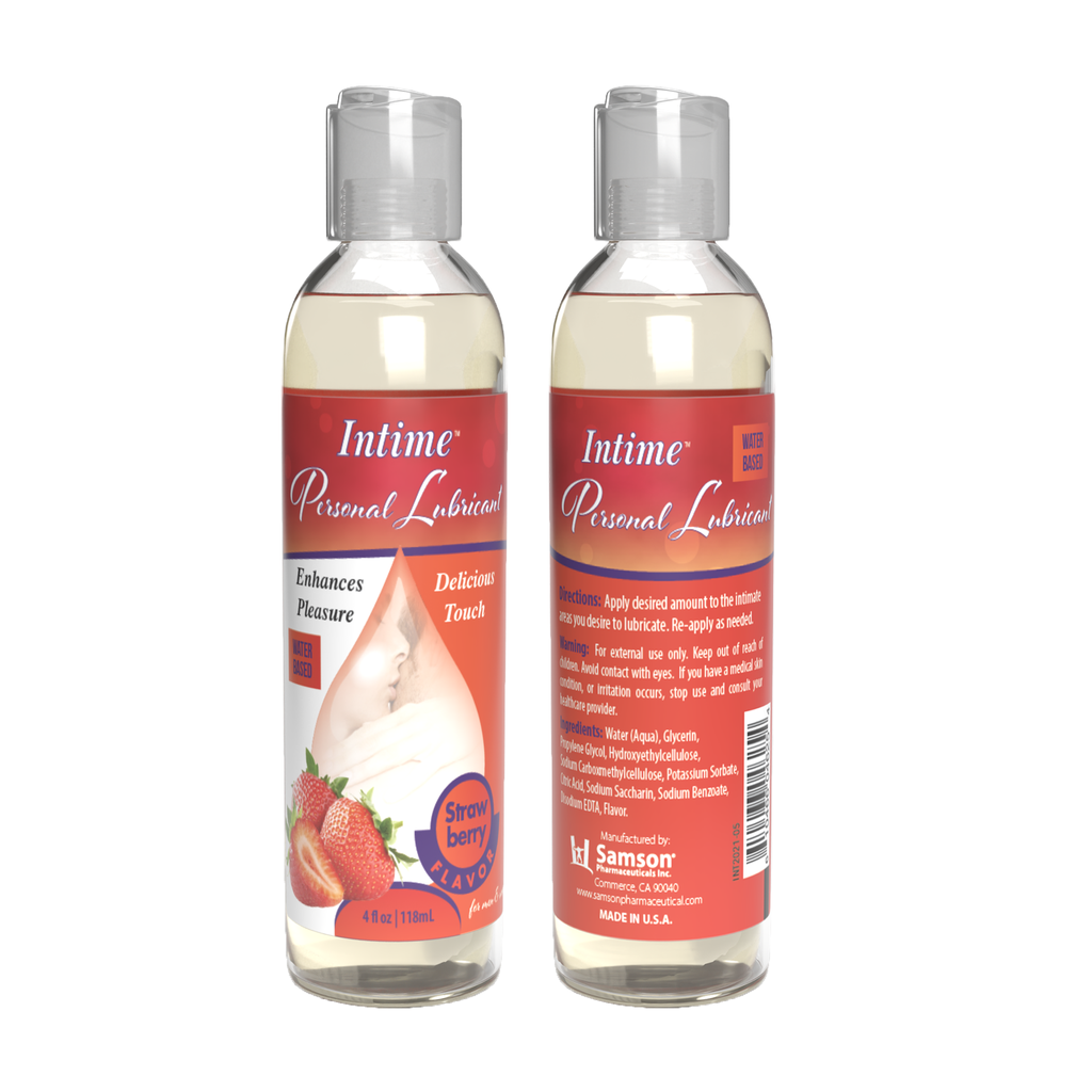 Intime Personal Lubricant Water Based 4 oz Strawberry -12 Ct