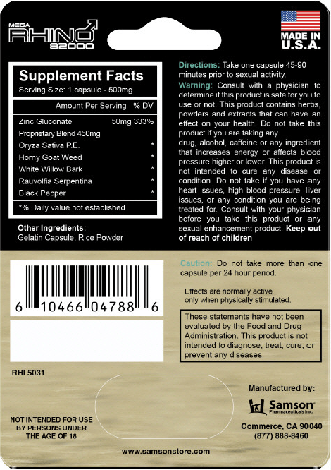 Mega Rhino 82000Mg - 1 Pill/Card - 24 Cards/Box FDA Registered