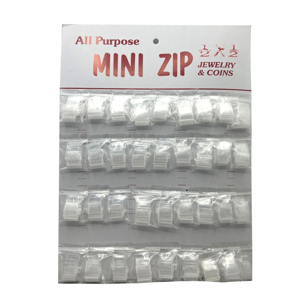 [ZLB033] Zip Lock Bags - 1/2 X 1/2 - 36 ct./Board - Red 1 ct