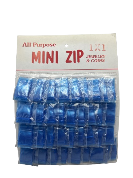 Zip Lock Bags - 1 x 1 - 36 ct./ Board - Blue 1/ct.