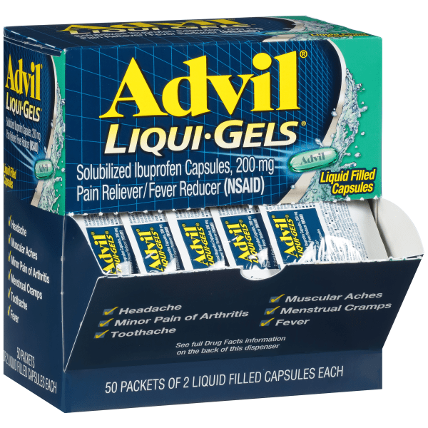 Advil Liqui-Gels  2 Pills/Pouch, 50 Pouches/ Box
