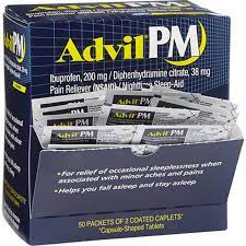 Advil PM 2 Pills/Pouch, 50 Pouches/Box