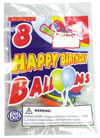 Birthday Balloon - 12 Bags x 8 ct