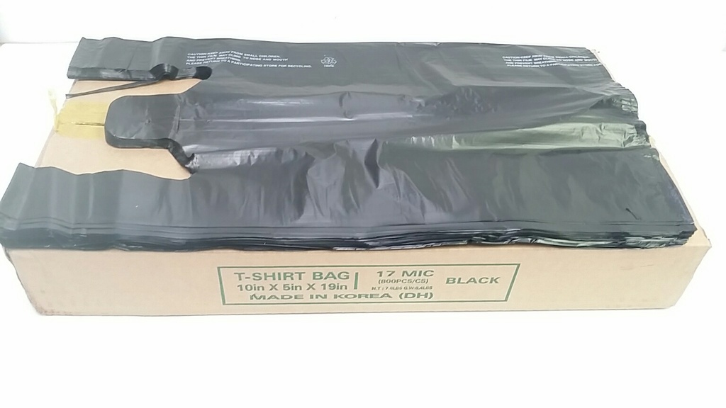 [BAG005-KC] Black T-Shirt Bag - 10 x 5 x 19 KC-17 Mic - 800ct