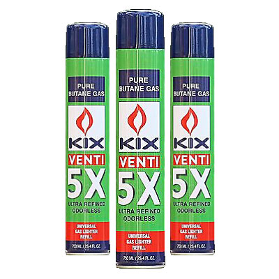KIX Butane 5 X 750mL 12ct. UN1011, No UPS Shipping Allowed/Call for freight charges-Only for Wholesale Resale 