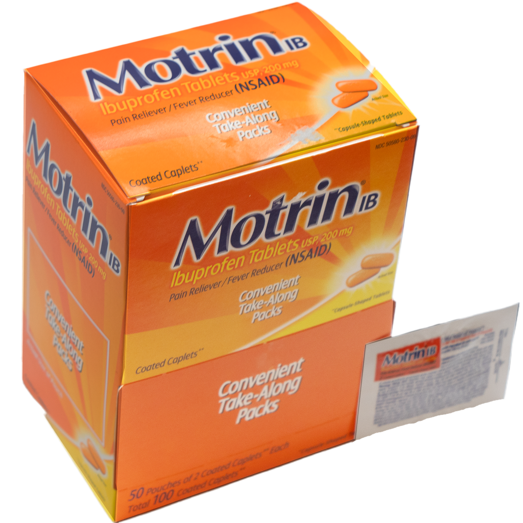 [MED008-Motrin] Motrin 2 Pills - Pouch, 50 Pouches/Box
