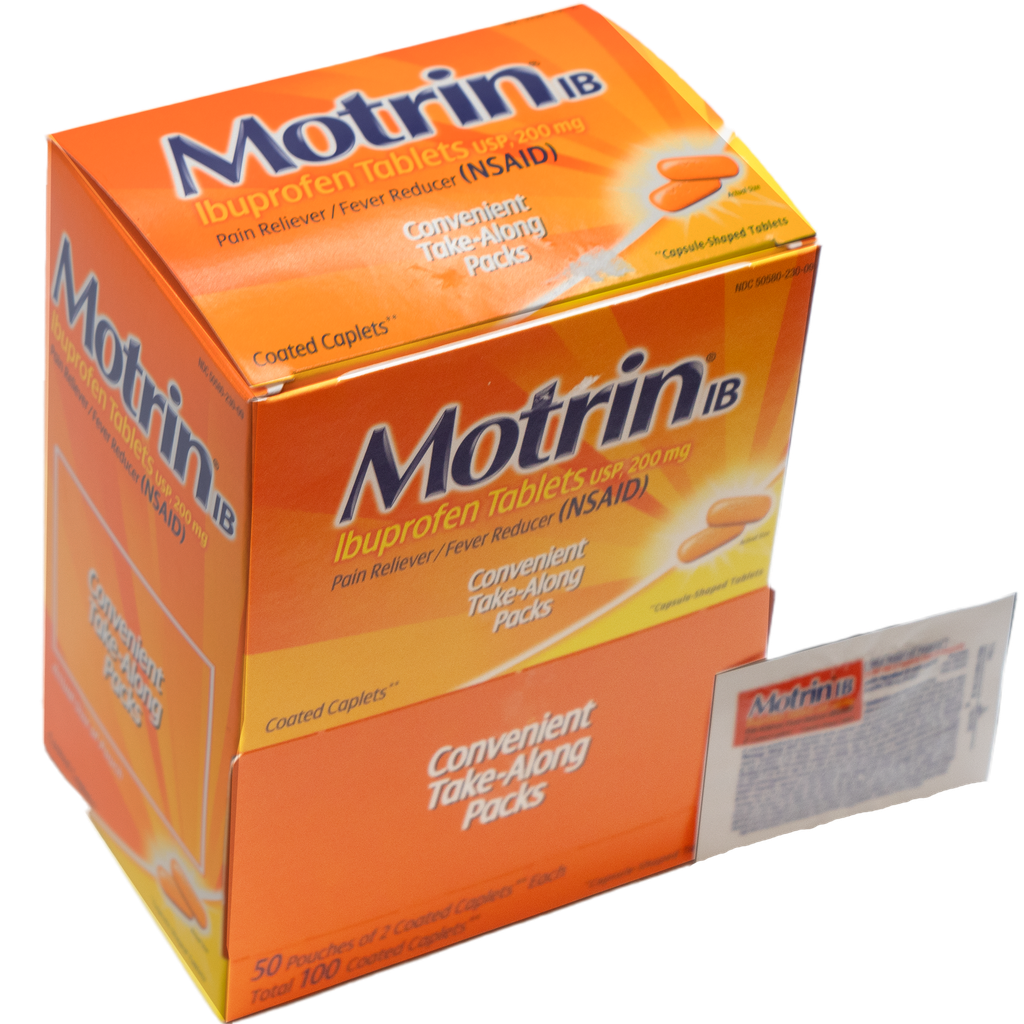 Motrin 2 Pills/Pouch, 50 Pouches/Box