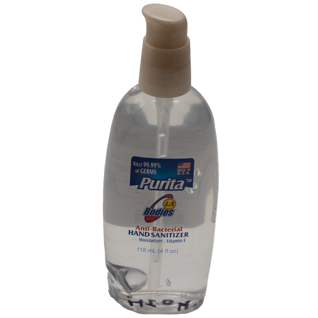 Purita La Bodies Hand Sanitizer 4 fl oz. W/Golden - Pump Clear Bottle  No Exchange or No Refund