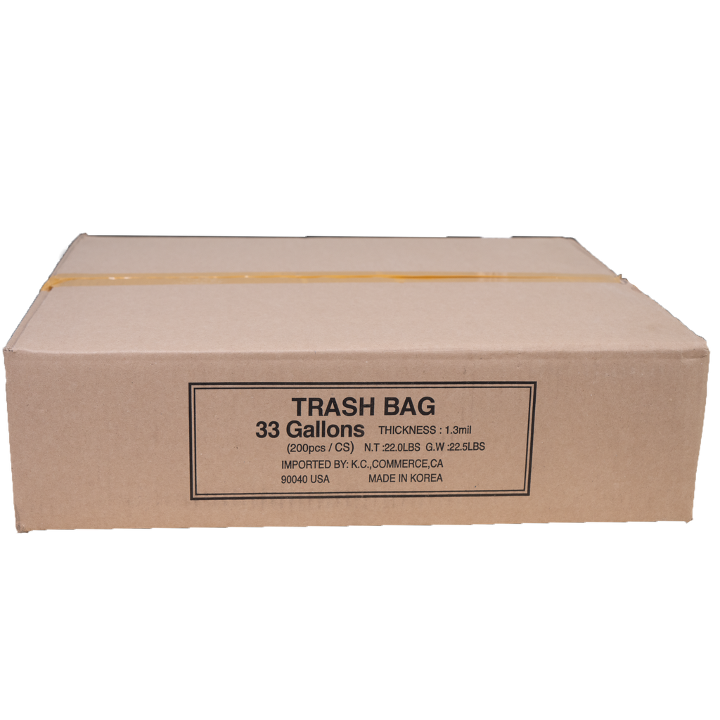[BAG011-KC] Trash Bag Black - 33 Gallons KC 1.3mil - 200 ct.