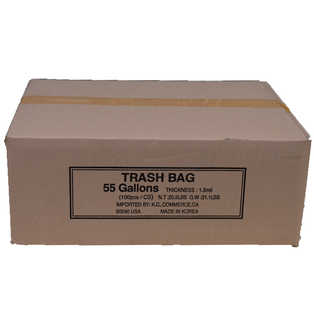 [BAG012-KC] Trash Bag Black - 55 Gallons KC 1.5mil 100 ct.