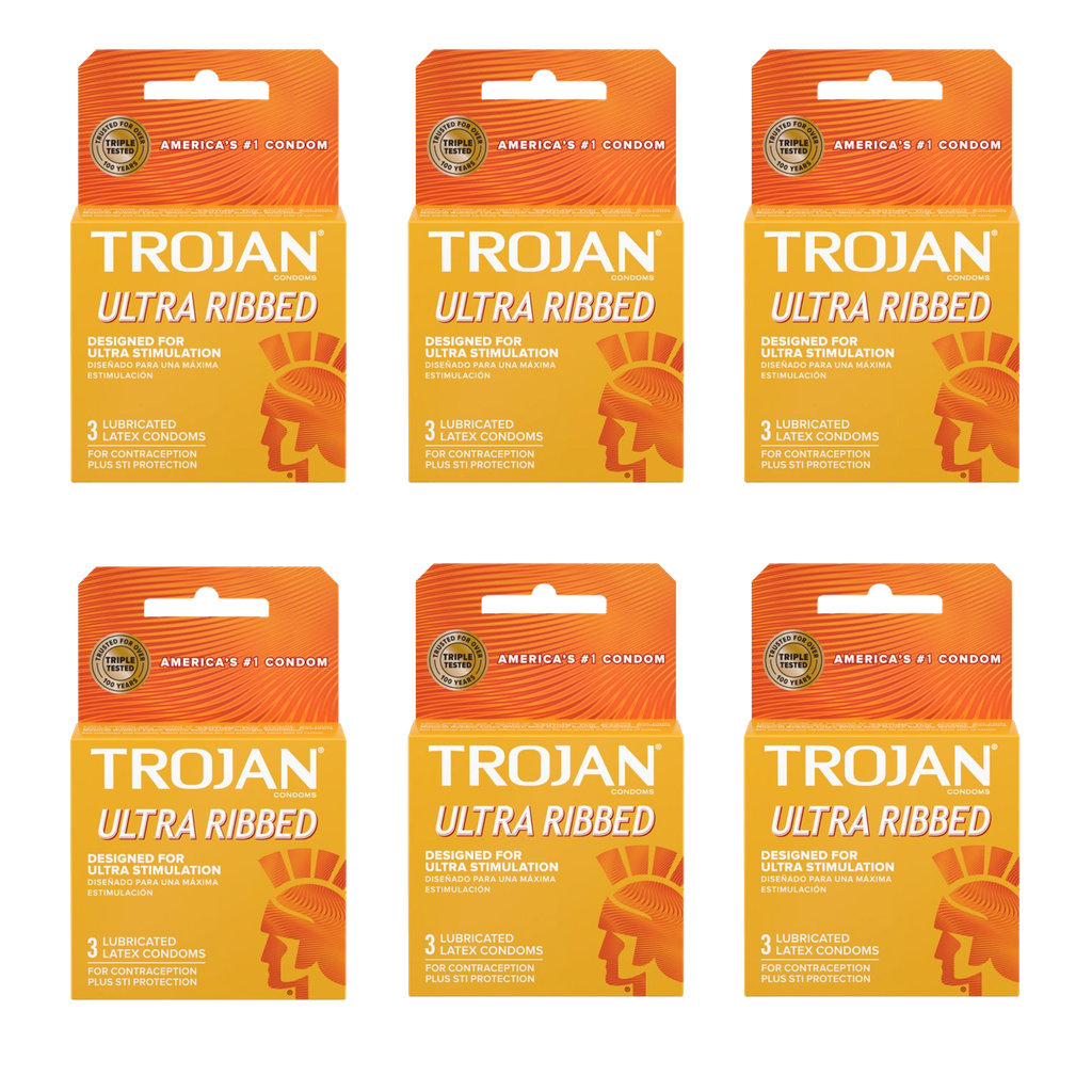 Trojan Brown Ribbed 3/Pack - 6 Packs 94050