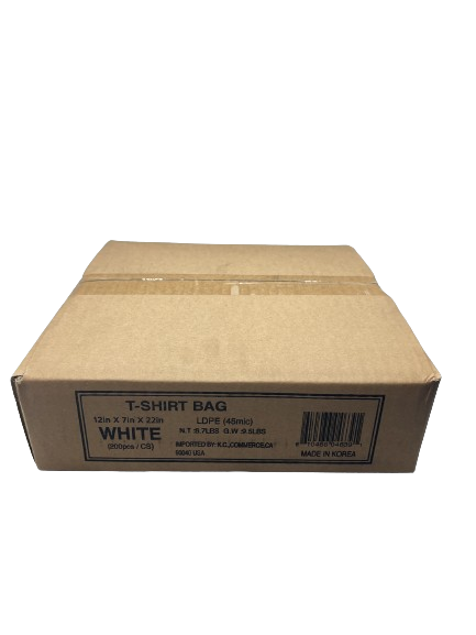 [BAG050-KC] White T-Shirt Bag Thank you 12 x 7 x 22 KC - 45 Mic - 200ct.