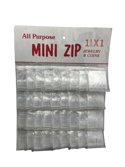 [ZLB011] Zip Lock Bags - 1 1/2 x 1 - 36 ct./Board Clear 1 ct