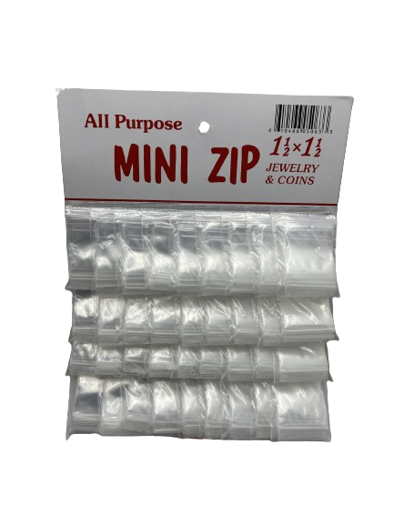 [ZLB010] Zip Lock Bags - 1 1/2 X 1 1/2 - 36 ct./Board  1/ct. Clear