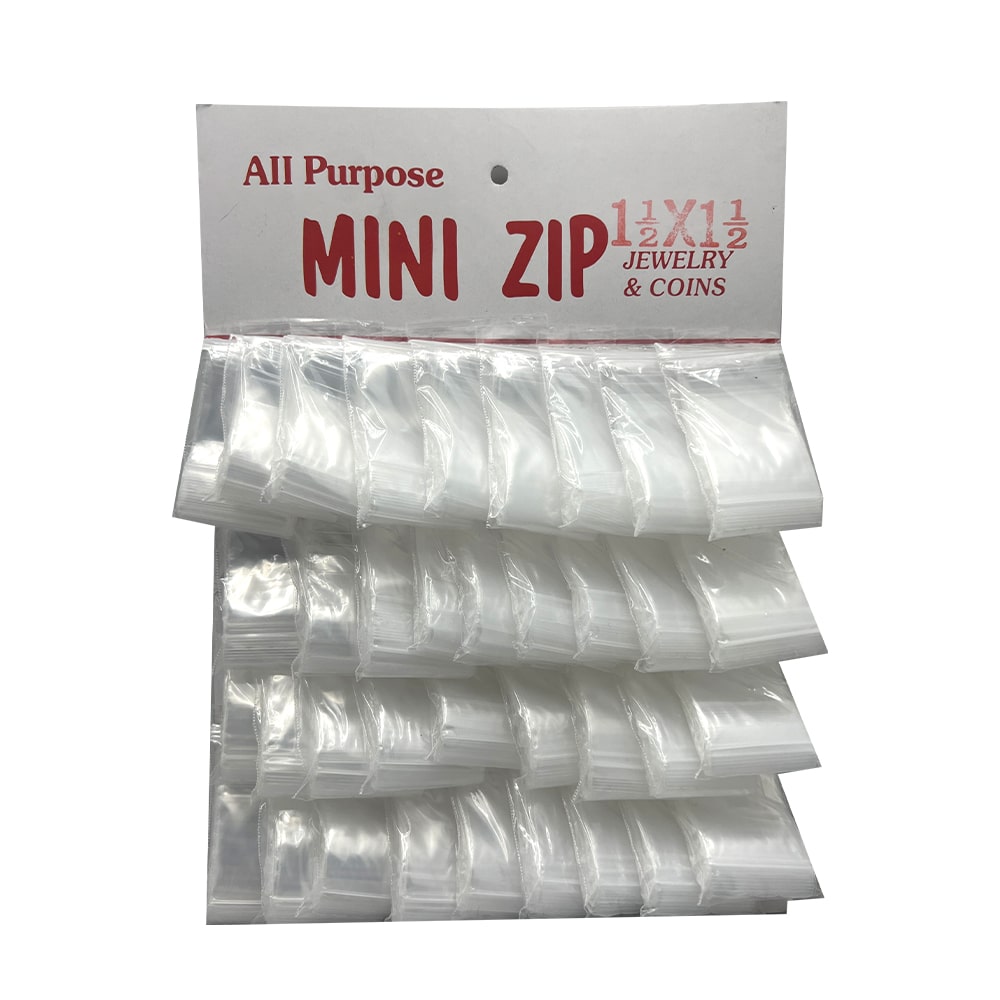 Zip Lock Bags - 1/2 X 1/2 - 36 ct./Board - Clear 1 ct