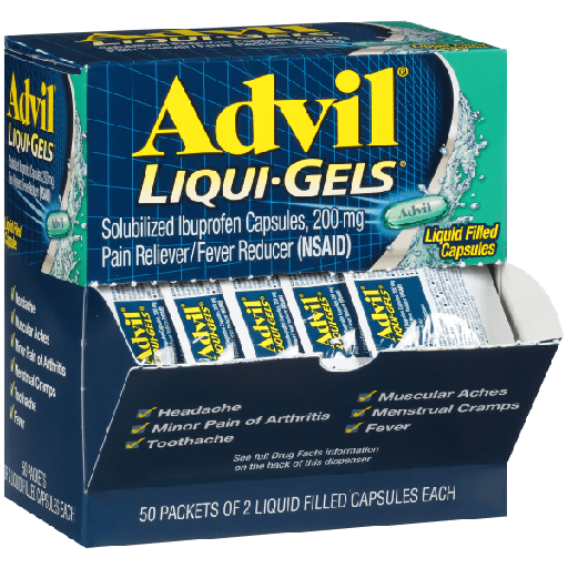 [MED070-GEL] Advil Liqui-Gels  2 Pills/Pouch, 50 Pouches/ Box
