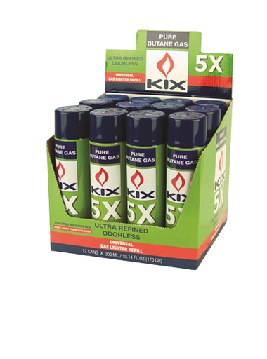 [BUT-KIX01] KIX Butane 5 X 300mL 12ct. UN1011, No UPS Shipping Allowed/Call for freight charges-Only for Wholesale Resale  Kassir Co
