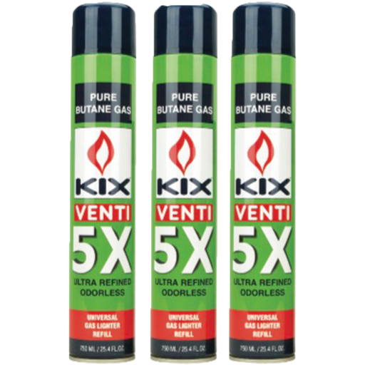 [BUT-KIX05] KIX Butane 5X 750mL 12ct. UN#1011, No UPS Shipping Allowed Call for Freight Charges - Only for Wholesale Resale