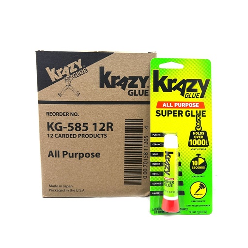 [KG001] Krazy Glue 1 Pack Carded - 12 Cards/Box
