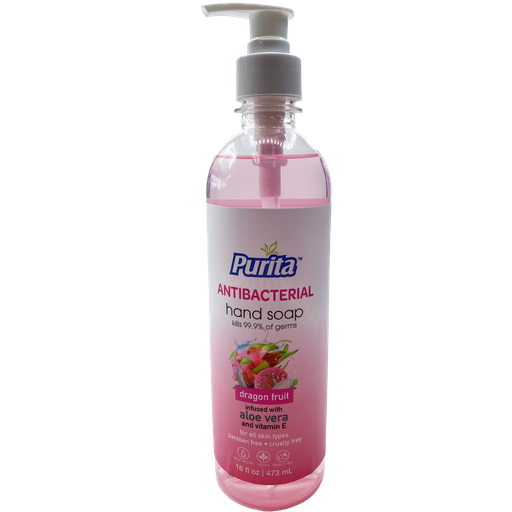 [Soap03] Purita Antibacterial Liquid Hand Soap Dragon Fruit   16 fl oz /473 mL