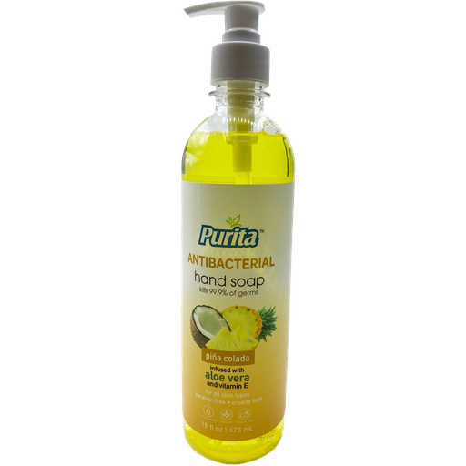 [Soap01] Purita Antibacterial Liquid Hand Soap Pina-Colada  16 fl oz /473 mL