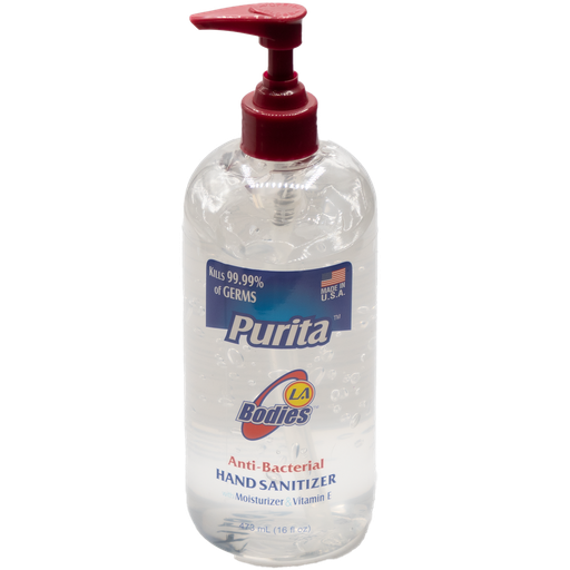 [HI003] Purita La Bodies Hand Sanitizer 16 Fl Oz. 1 ct. W/Pump Round Clear Bottle  No Exchange or No Refund
