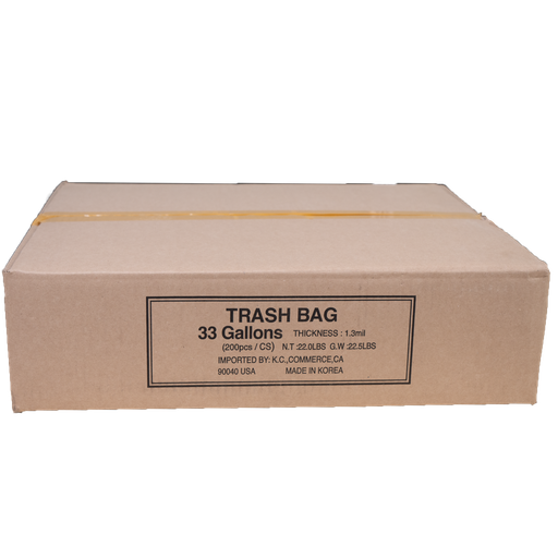 [BAG011-KC] Trash Bag Black - 33 Gallons KC 1.3mil - 200 ct.