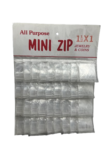 [ZLB011] Zip Lock Bags - 1 1/2 x 1 - 36 ct./Board Clear 1 ct