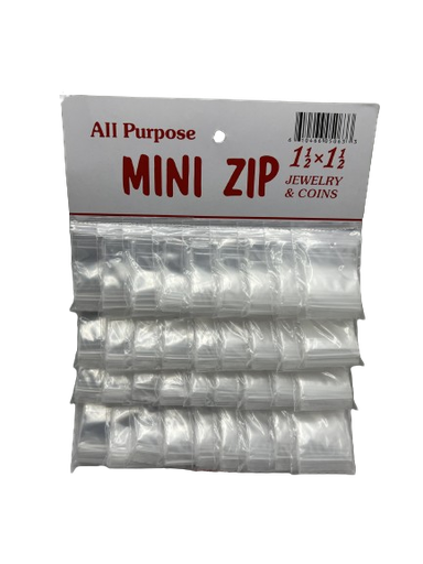 [ZLB010] Zip Lock Bags - 1 1/2 X 1 1/2 - 36 ct./Board  1/ct. Clear