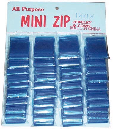 [ZLB039] Zip Lock Bags 3/4 X 3/4, 36 CT board Blue